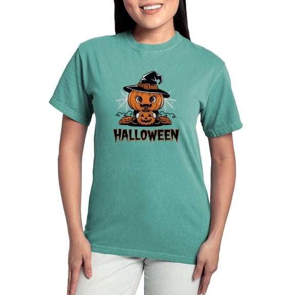 CafePress - Spooky Halloween Design Adorable Ghosts And Bats Women's Comfort Colors® T Shirt - Womens Comfort Colors® Shirt