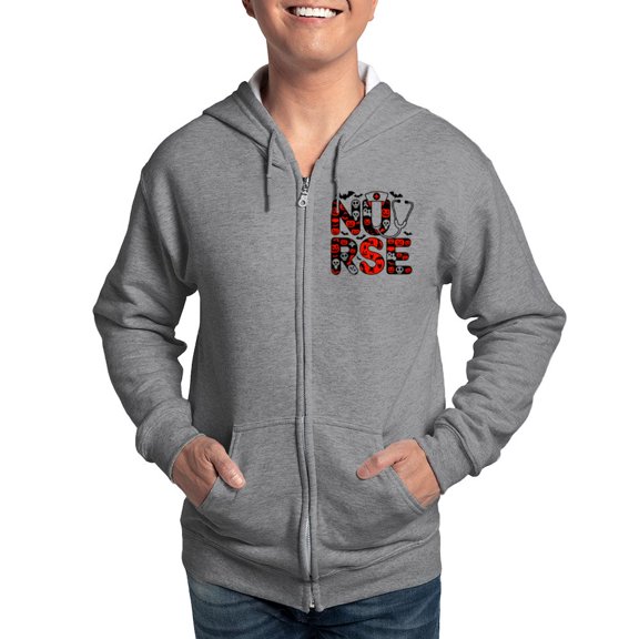 CafePress - Spooky Halloween Nurse Men's Zip Up Hoodie - Zip Hoodie, Classic Hooded Sweatshirt with Metal Zipper