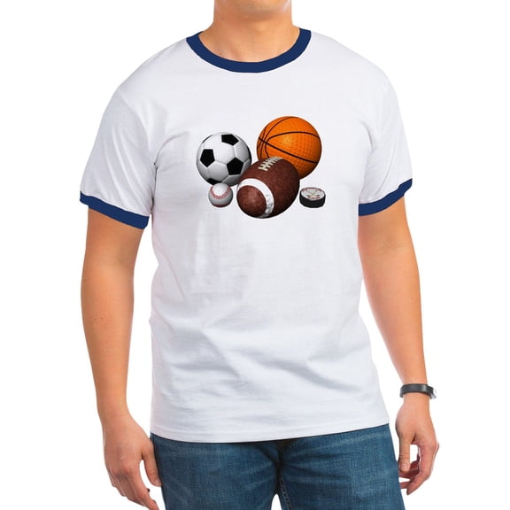 CafePress - Sports Balls Ringer T - 100% Cotton Ringed T-Shirt