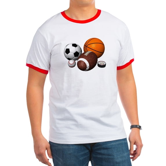 CafePress - Sports Balls Ringer T - 100% Cotton Ringed T-Shirt