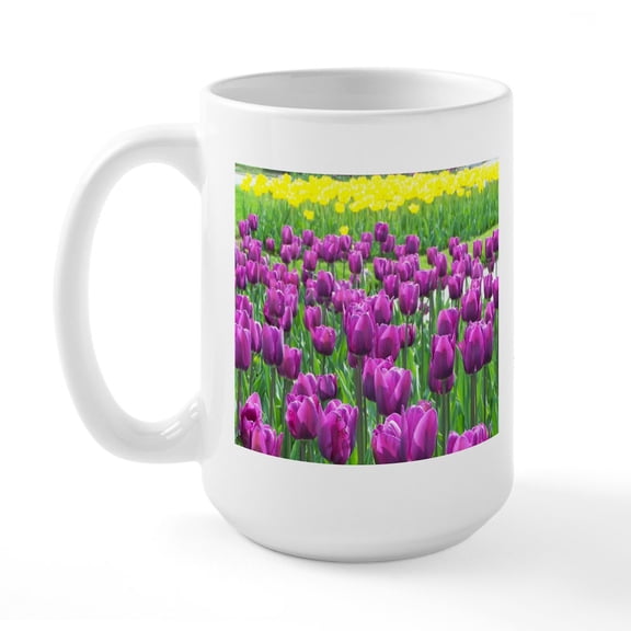 CafePress - Spring Easter Tulip Blossms Large Mug - 15 oz Ceramic Large White Novelty Mug