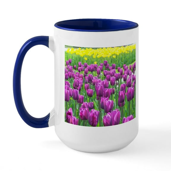 CafePress - Spring Easter Tulip Blossms Large Mug - 15 oz Ceramic Large White Novelty Mug
