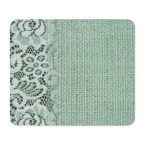 CafePress - Spring Mint Green Burlap Lace Mousepad - Non-slip Rubber Mousepad, Gaming Mouse Pad