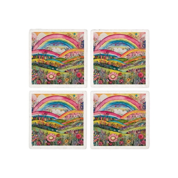 CafePress - Spring Rainbow - Tile Coaster, Drink Coaster Set of 4