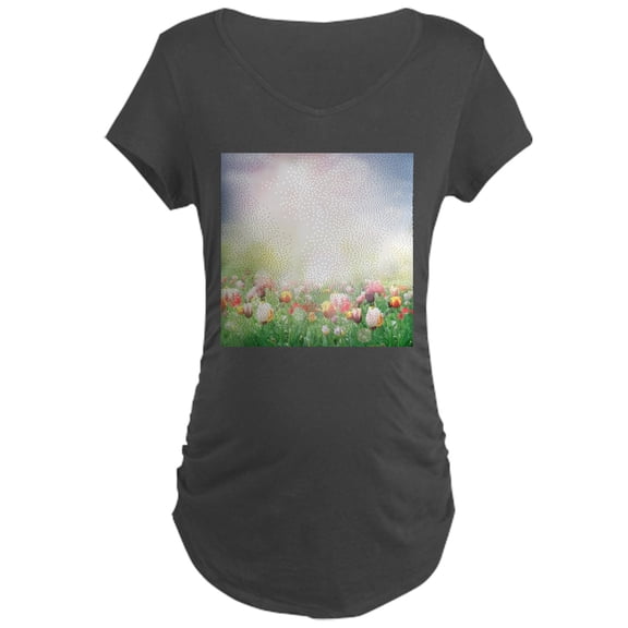 CafePress - Spring Tulips Maternity T Shirt - Maternity Dark T-Shirt