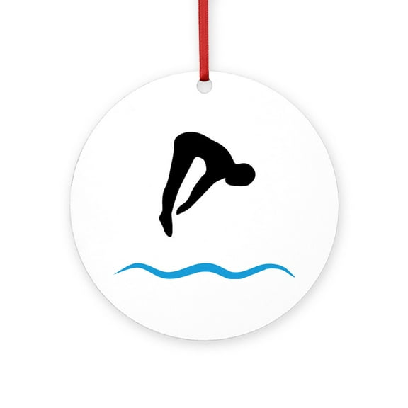 CafePress - Springboard Diving - Round Wood Ornament 4"