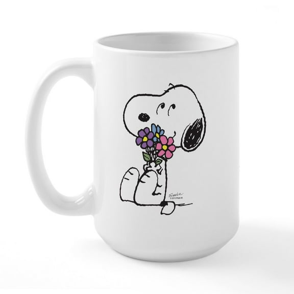 CafePress - Springtime Snoopy Large Mug - 15 oz Ceramic Large White Novelty Mug