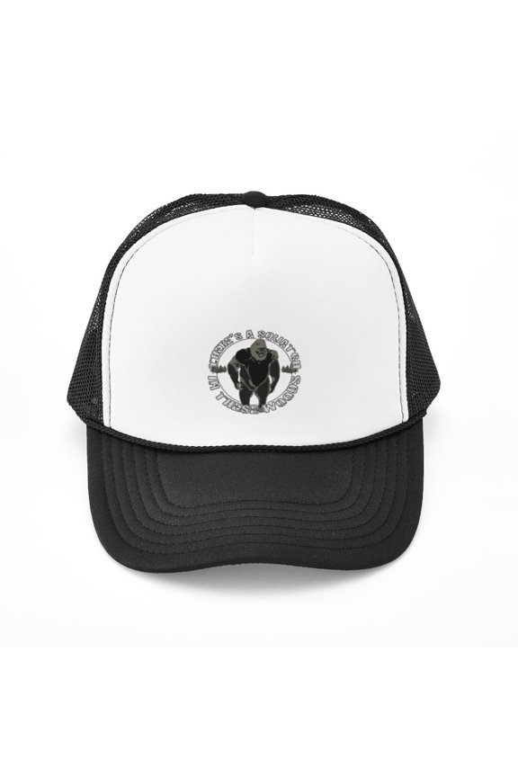 - Sqautch In Woods - Adjustable Unisex Printed Trucker Hat with Mesh Back
