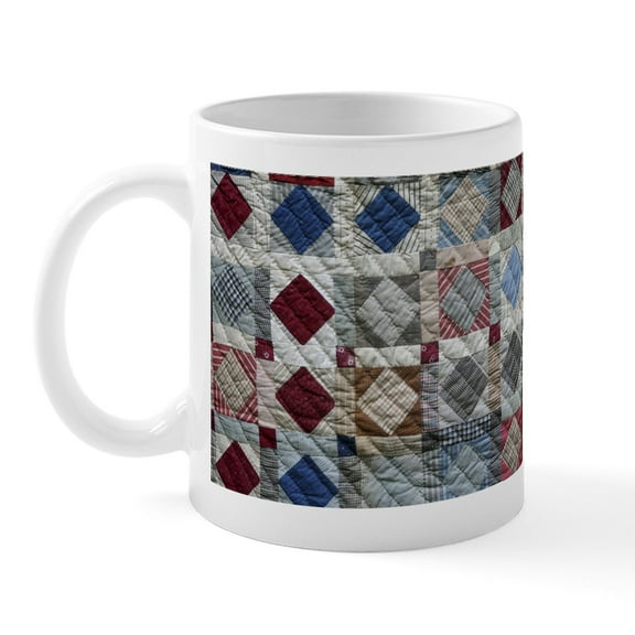 CafePress - Squares And Diamonds Quilt Mug - 11 oz Ceramic Mug - Novelty Coffee Tea Cup