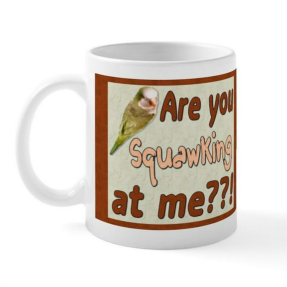 CafePress - Squawking Quaker Parrot Mug - 11 oz Ceramic Mug - Novelty Coffee Tea Cup