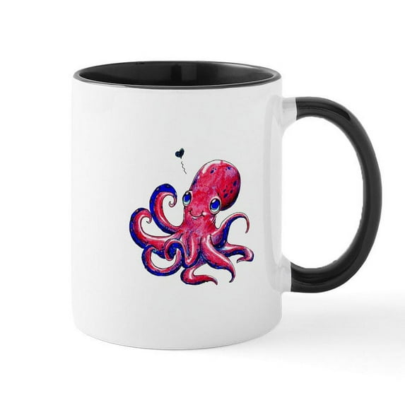 CafePress - Squid Love Mug - 11 oz Ceramic Mug - Novelty Coffee Tea Cup