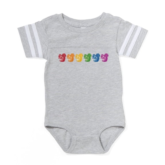 CafePress - Squirels_Rbw - Cute Infant Baby Football Bodysuit