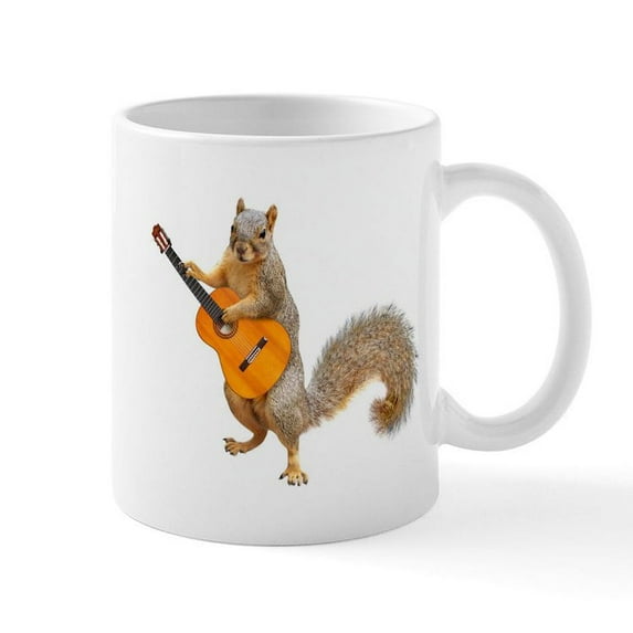CafePress - Squirrel Acoustic Guitar Mugs - 11 oz Ceramic Mug - Novelty Coffee Tea Cup