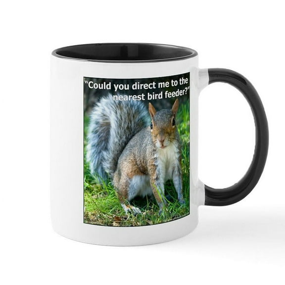 CafePress - Squirrel Bird Mug - 11 oz Ceramic Mug - Novelty Coffee Tea Cup