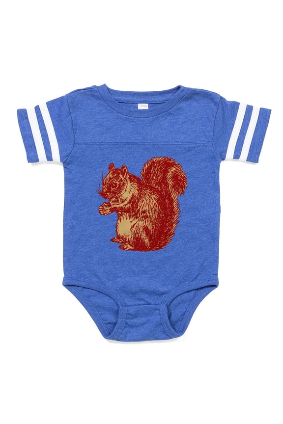- Squirrel - Cute Infant Baby Football Bodysuit