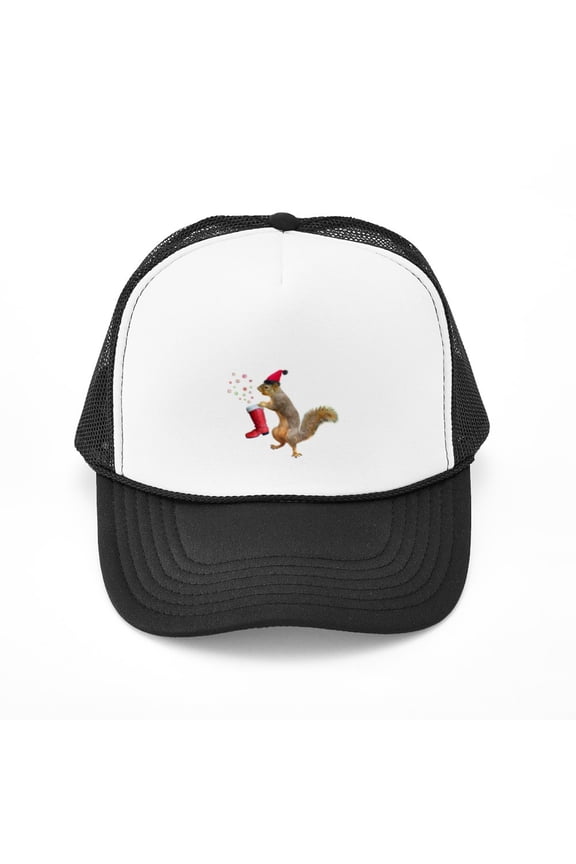 - Squirrel Red Boot - Adjustable Unisex Printed Trucker Hat with Mesh Back