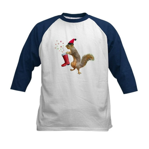 CafePress - Squirrel Red Boot Baseball Jersey - Kids Cotton Baseball Jersey, 3/4 Sleeve Shirt