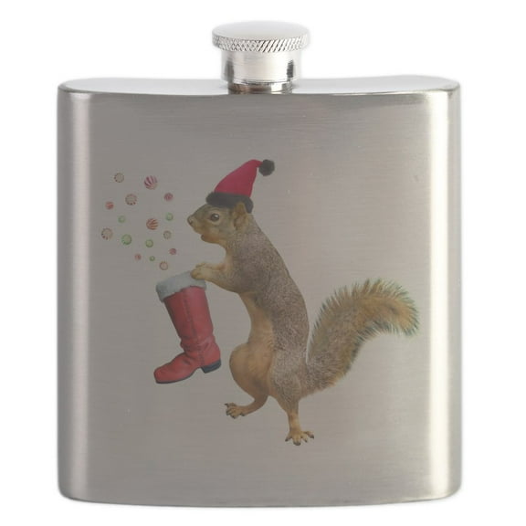 CafePress - Squirrel Red Boot Flask - Stainless Steel Flask, 6oz Drinking Flask