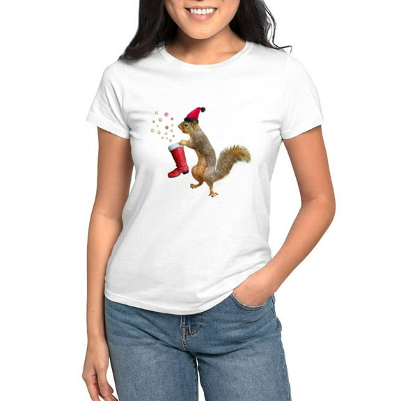 CafePress - Squirrel Red Boot T Shirt - Women's Classic T-Shirt