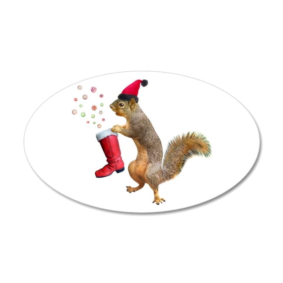 CafePress - Squirrel Red Boot Wall Decal - 35x21 Oval Wall Decal