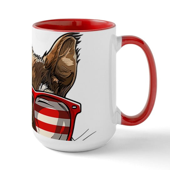 CafePress - Squirrel USA Flag Funny Squirrel Lovers Mom Dad 4T - 15 oz Ceramic Large Novelty Mug
