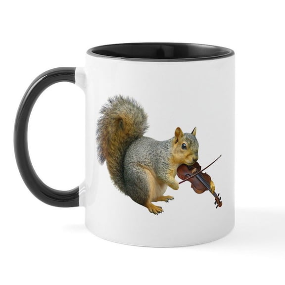 CafePress - Squirrel Violin Mug - 11 oz Ceramic Mug - Novelty Coffee Tea Cup