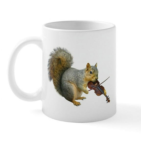 CafePress - Squirrel Violin Mug - 11 oz Ceramic Mug - Novelty Coffee Tea Cup