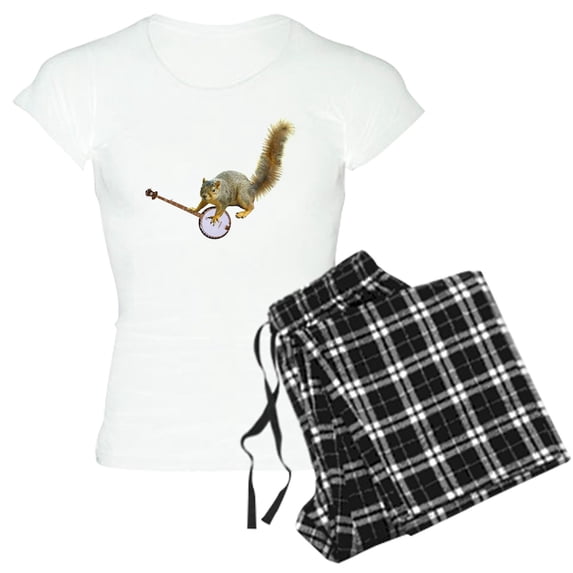CafePress - Squirrel With Banjo Women's Light Pajamas - Women's Short Sleeve Print T-Shirt and Pants Light Cotton Pajama Set