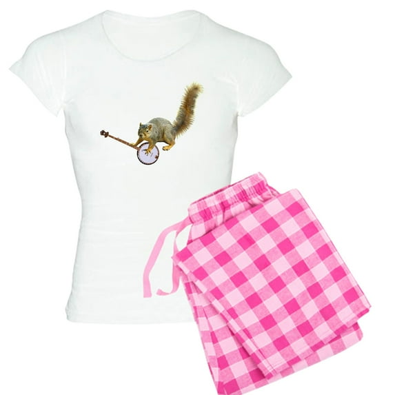 CafePress - Squirrel With Banjo Women's Light Pajamas - Women's Short Sleeve Print T-Shirt and Pants Light Cotton Pajama Set