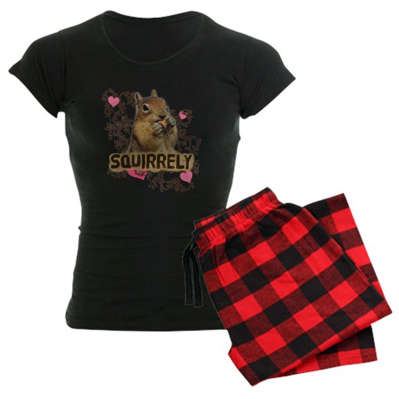 CafePress - Squirrely Squirrel Lover Women's Dark Pajamas - Women's Short Sleeve Print T-Shirt and Pants Dark Cotton Pajama Set