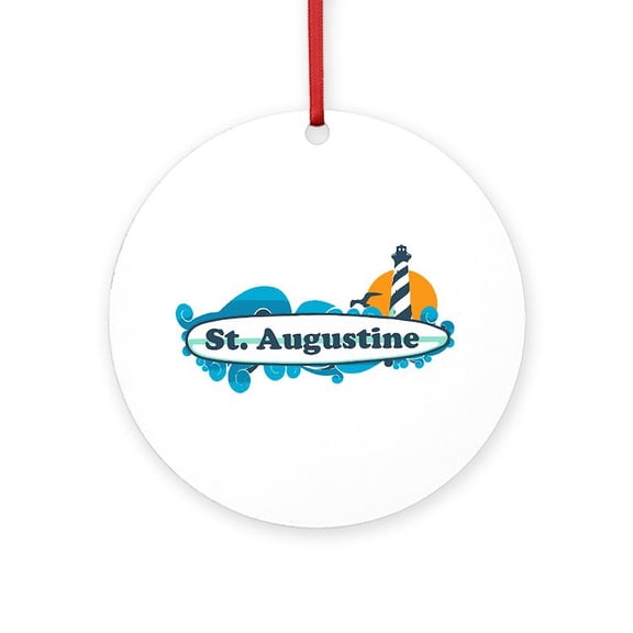 CafePress - St. Augustine Palm Surf Design. - Round Wood Ornament 4"