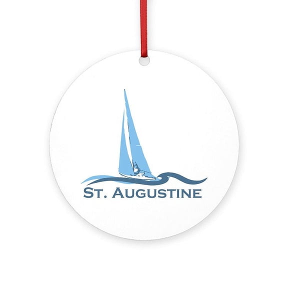 CafePress - St. Augustine Sailing Design. - Round Wood Ornament 4"