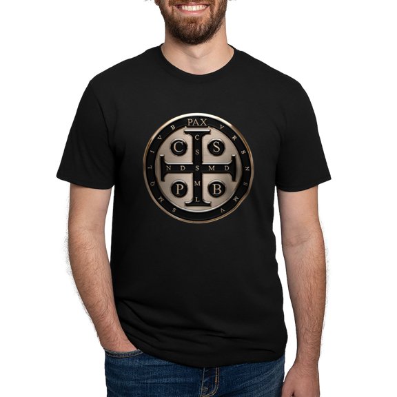 CafePress - St. Benedict Medal Men's Deluxe T Shirt - Mens Tri-blend T-Shirt