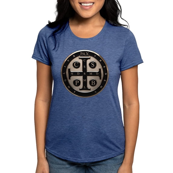 CafePress - St. Benedict Medal Women's Deluxe T Shirt - Womens Tri-blend T-Shirt