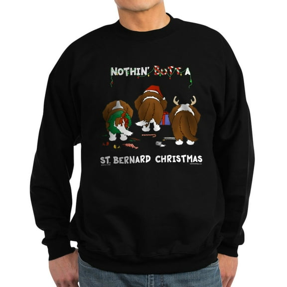 CafePress - St. Bernard Christmas Sweatshirt (Dark) - Classic Crew Neck Sweatshirt