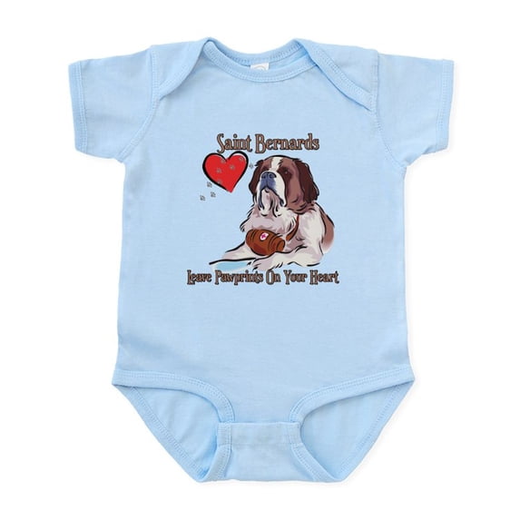 CafePress - St Bernards Leave Paw Prints On Your Heart Infant - Baby Light Bodysuit, Size Newborn - 24 Months