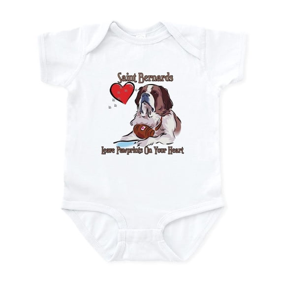 CafePress - St Bernards Leave Paw Prints On Your Heart Infant - Baby Light Bodysuit, Size Newborn - 24 Months