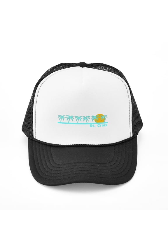 - St. Croix, USVI - Adjustable Unisex Printed Trucker Hat with Mesh Back