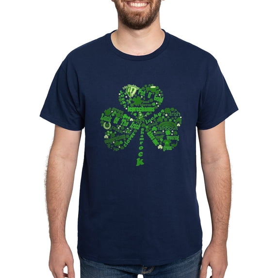 CafePress - St Paddys Day Shamrock Dark T Shirt - Men's Classic Graphic Cotton T-Shirt