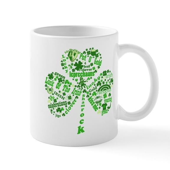 CafePress - St Paddys Day Shamrock Mug - 11 oz Ceramic Mug - Novelty Coffee Tea Cup