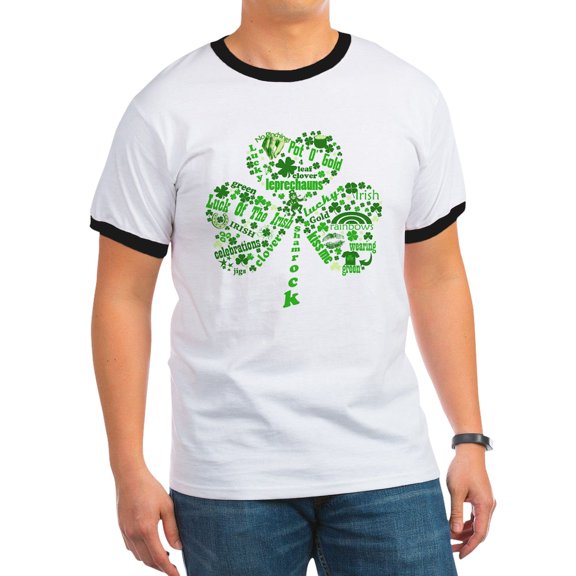 CafePress - St Paddys Day Shamrock Ringer T - 100% Cotton Ringed T-Shirt