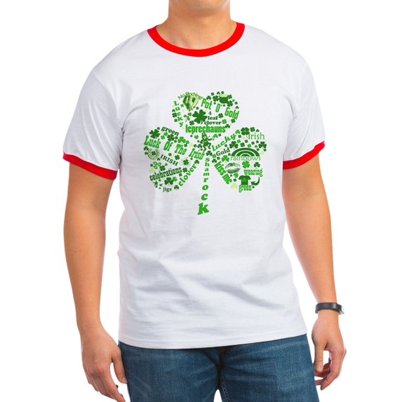 CafePress - St Paddys Day Shamrock Ringer T - 100% Cotton Ringed T-Shirt