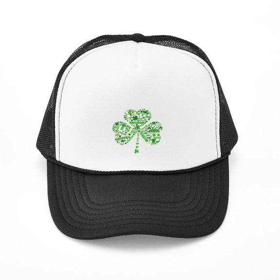 CafePress - St Paddys Day Shamrock - Adjustable Unisex Printed Trucker Hat with Mesh Back