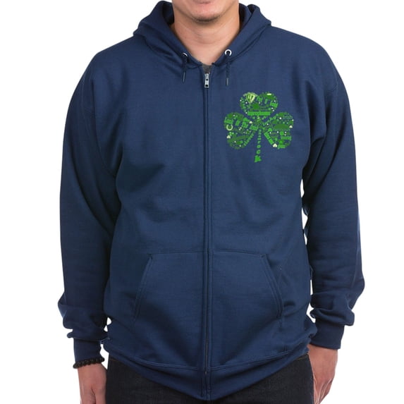 CafePress - St Paddys Day Shamrock Zip Hoodie (Dark) - Zip Hoodie, Classic Hooded Sweatshirt with Metal Zipper