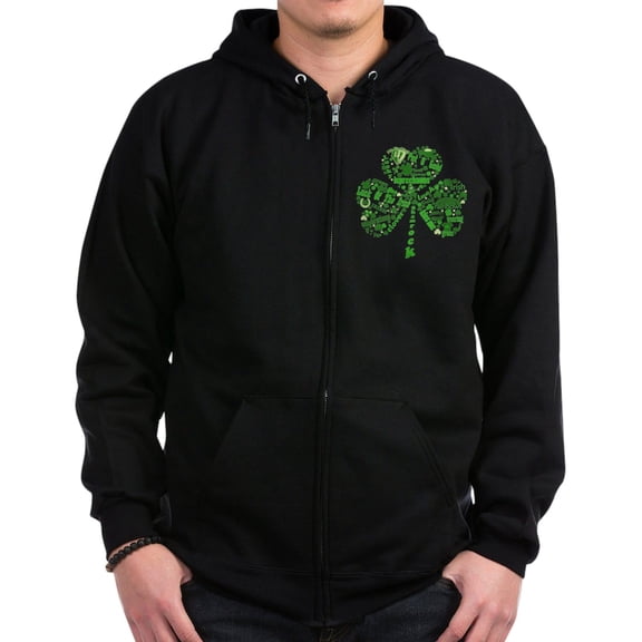 CafePress - St Paddys Day Shamrock Zip Hoodie (Dark) - Zip Hoodie, Classic Hooded Sweatshirt with Metal Zipper