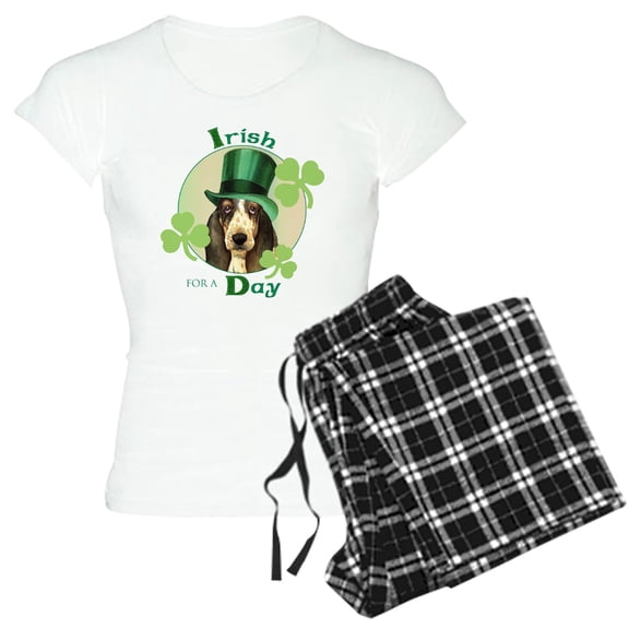 CafePress - St. Patrick Basset Women's Light Pajamas - Women's Short Sleeve Print T-Shirt and Pants Light Cotton Pajama Set