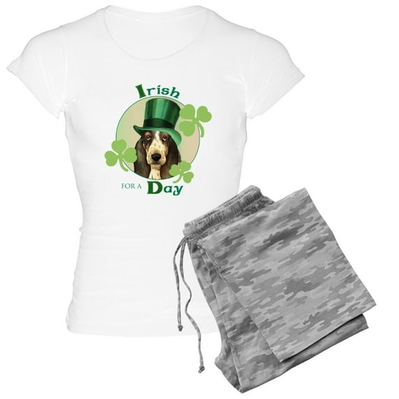 CafePress - St. Patrick Basset Women's Light Pajamas - Women's Short Sleeve Print T-Shirt and Pants Light Cotton Pajama Set