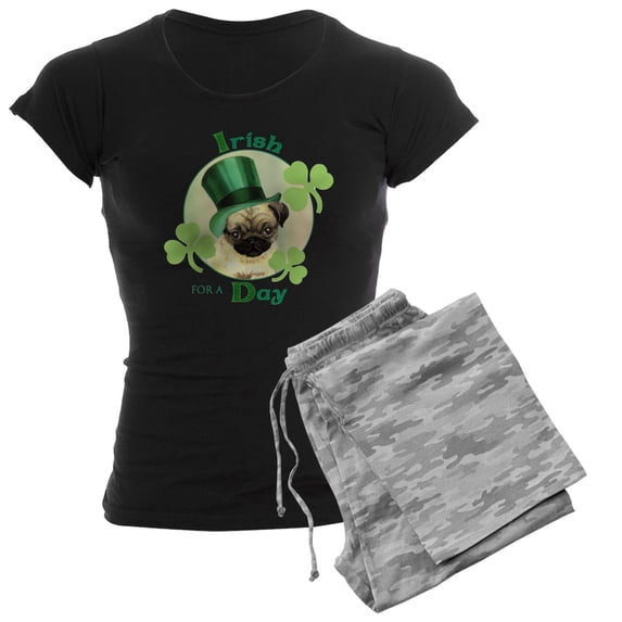 CafePress - St. Patrick Pug Women's Dark Pajamas - Women's Short Sleeve Print T-Shirt and Pants Dark Cotton Pajama Set