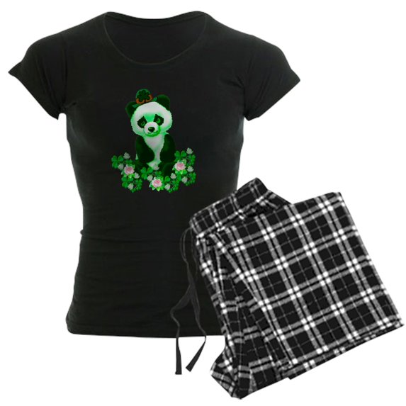 CafePress - St. Patrick's Day Green Pand Women's Dark Pajamas - Women's Short Sleeve Print T-Shirt and Pants Dark Cotton Pajama Set