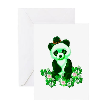 CafePress - St. Patrick's Day Green Panda - Greeting Card, Blank Inside Matte